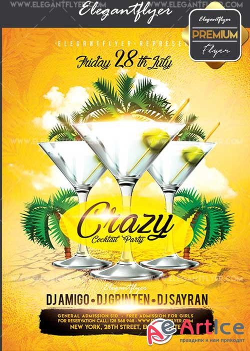 Crazy Cocktail Party V17 Flyer PSD Template + Facebook Cover