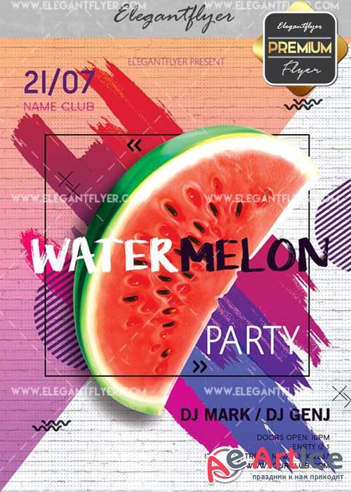 Watermelon Party V5 Flyer PSD Template + Facebook Cover