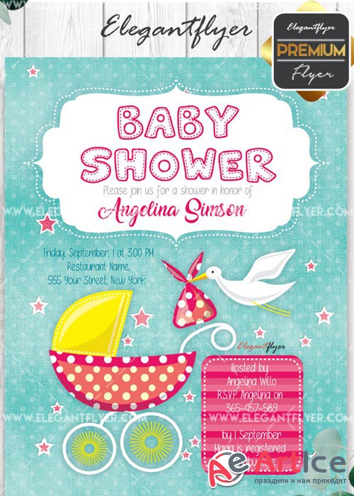 Baby Shower V8 Flyer PSD Template + Facebook Cover