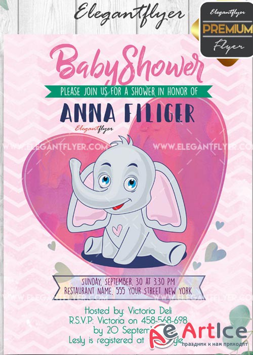 Baby Shower V7 Flyer PSD Template + Facebook Cover