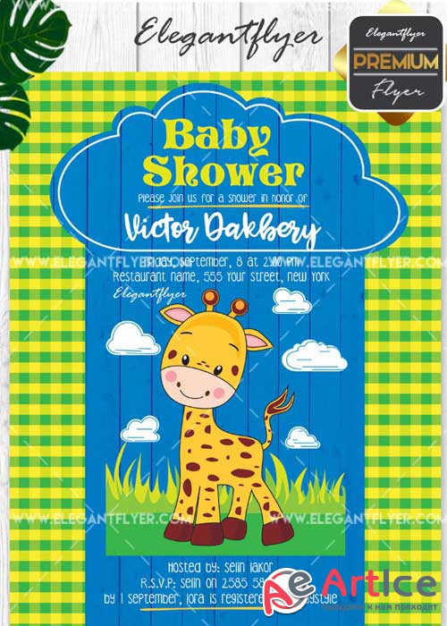 Baby Shower V9 Flyer PSD Template + Facebook Cover