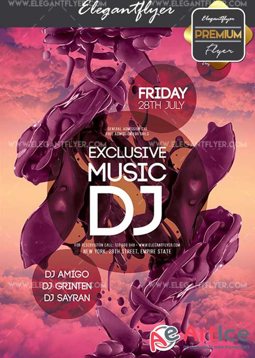 Exclusive Music DJ V7 Flyer PSD Template + Facebook Cover