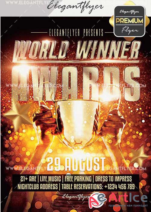 World Winner Awards V10 Flyer PSD Template + Facebook Cover