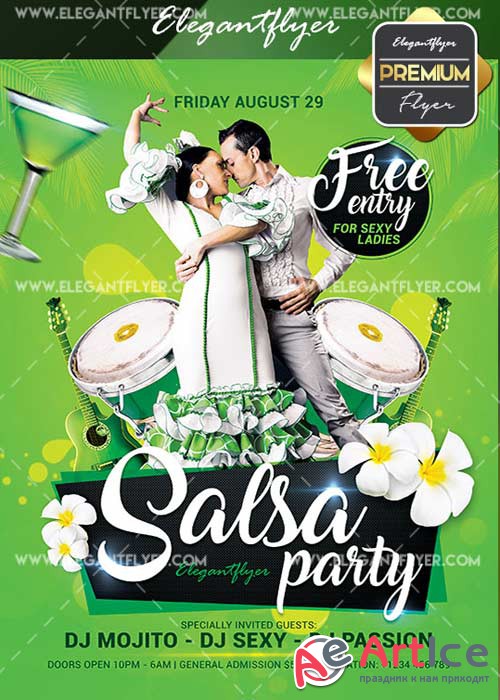 Salsa Party V26 Flyer PSD Template + Facebook Cover