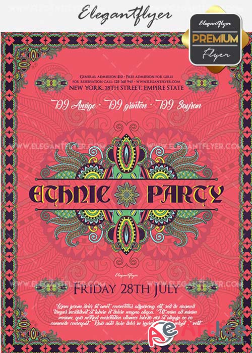 Ethnic Party V2 Flyer PSD Template + Facebook Cover