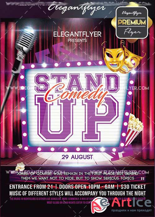 Stand Up V22 Flyer PSD Template + Facebook Cover