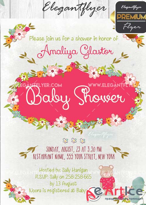 Baby Shower V17 Flyer PSD Template + Facebook Cover