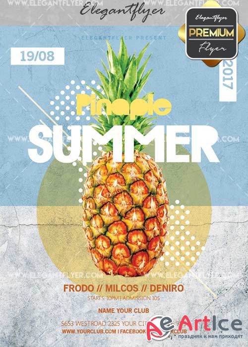 Pinapple Summer V2 Flyer PSD Template + Facebook Cover
