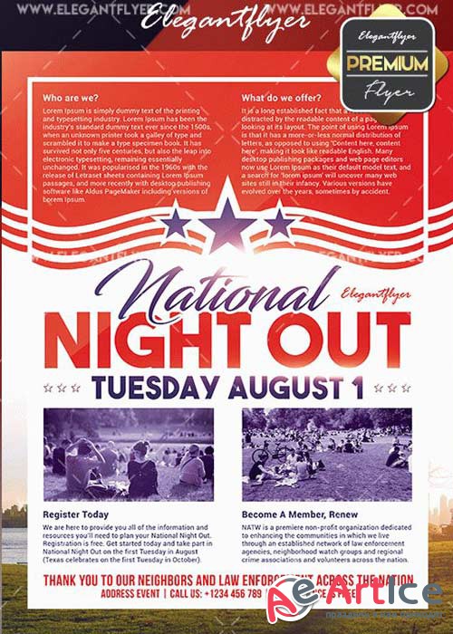 National Night Out V2 Flyer PSD Template + Facebook Cover