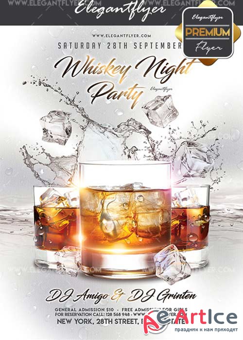 Whiskey Night Party V22 Flyer PSD Template + Facebook Cover