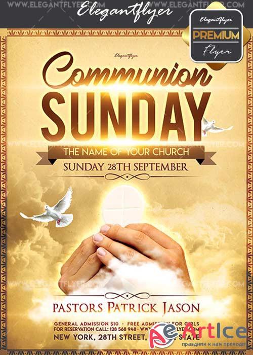 Communion Sunday V5 Flyer PSD Template + Facebook Cover