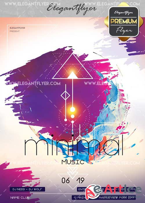 Minimal Music V26 Flyer PSD Template + Facebook Cover