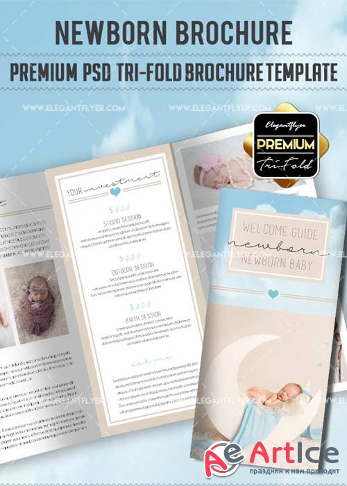 Newborn V10 Premium Tri-Fold PSD Brochure Template