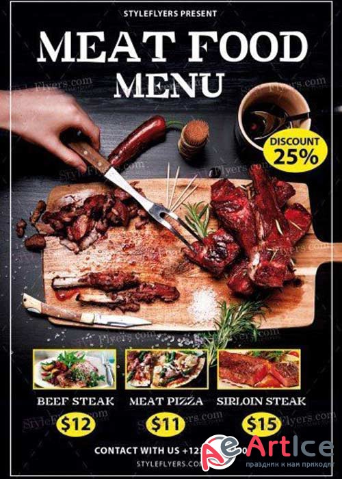 Meat Food Menu V14 PSD Flyer Template