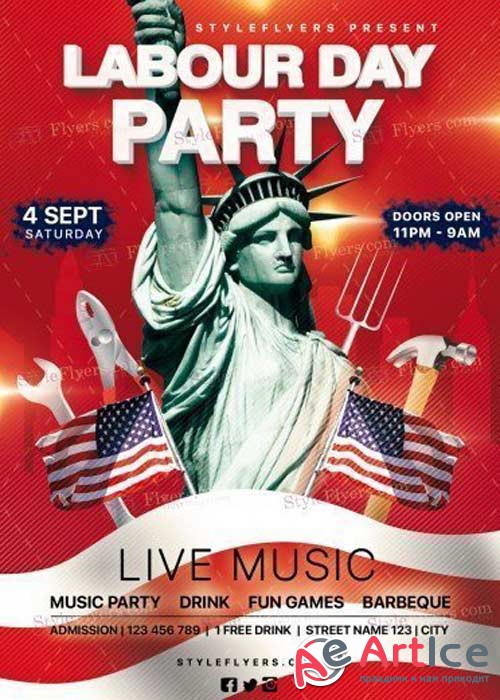 Labour Day Party V27 PSD Flyer Template