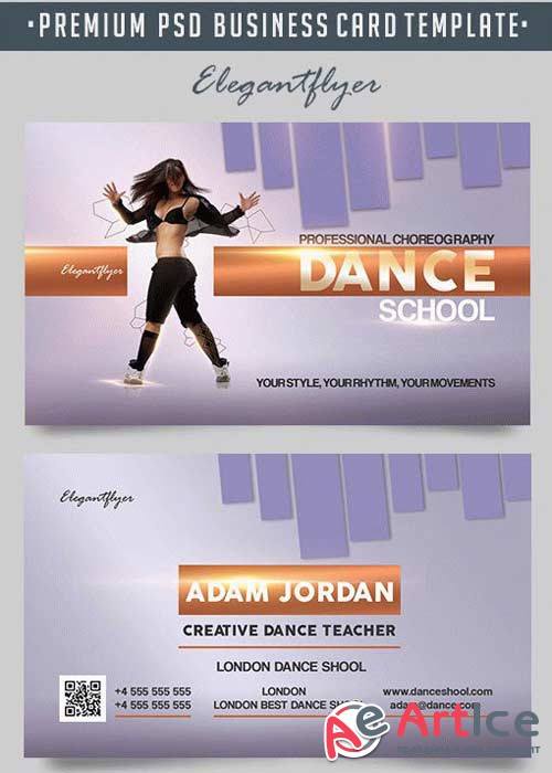 Dance school V9 Premium Business Card Templates PSD