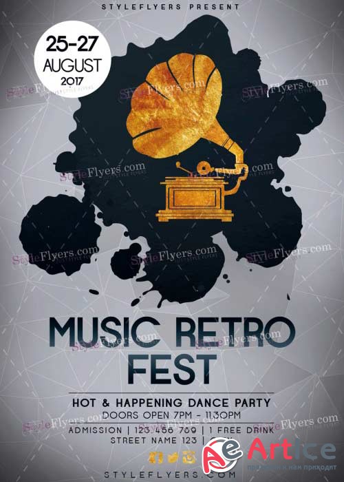Music Retro Fest V5 PSD Flyer