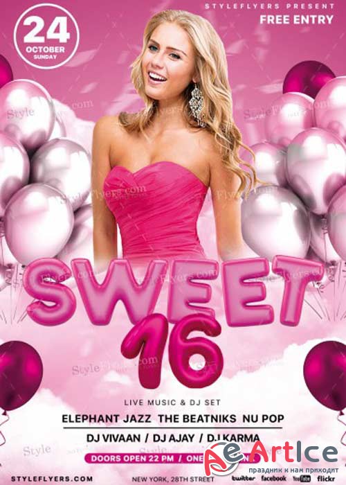 Sweet 16 V7 PSD Flyer Template