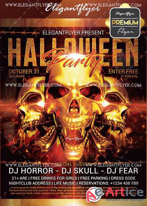 Halloween Party V01 Flyer PSD Template + Facebook Cover