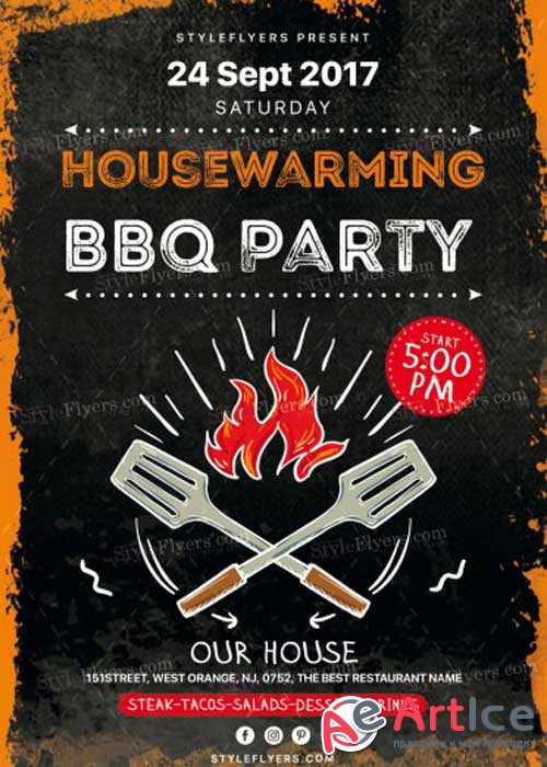 Housewarming BBQ Party V1 PSD Flyer Template