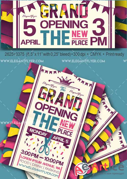 Grand Opening V35 Flyer PSD Template + Facebook Cover