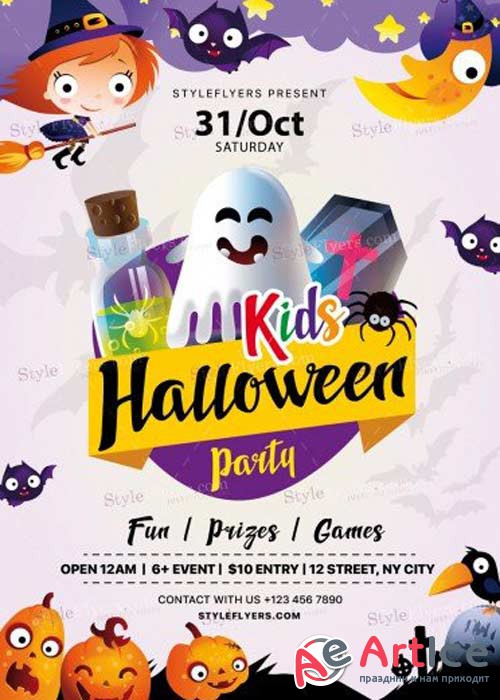 Kids Halloween Party 2017 V17 PSD Flyer Template