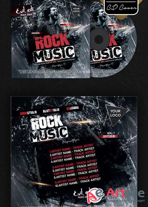 Rock Music V9 Premium CD Cover PSD Template
