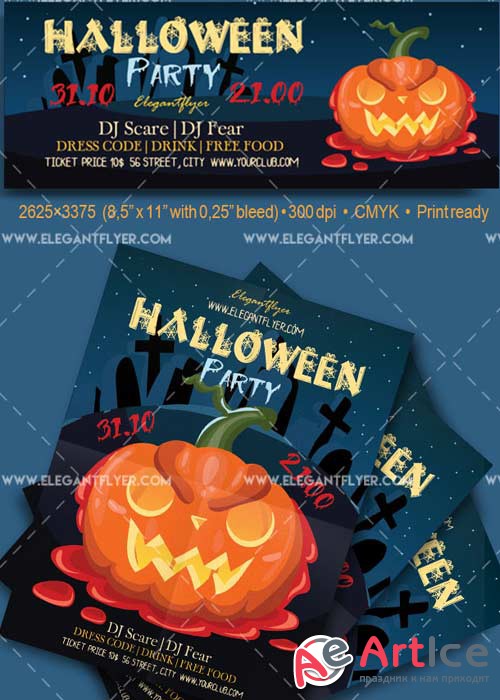 Halloween 2017 V8 Flyer PSD Template + Facebook Cover
