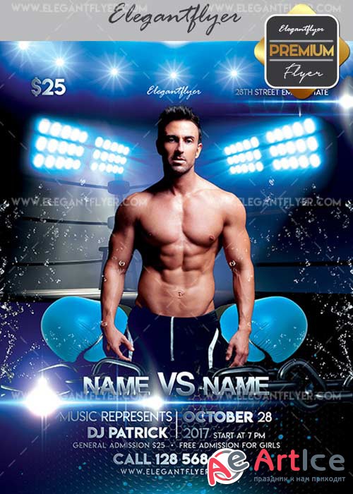 Boxing Tournament V17 Flyer PSD Template + Facebook Cover
