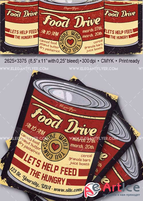Food Drive V1 Flyer PSD Template + Facebook Cover