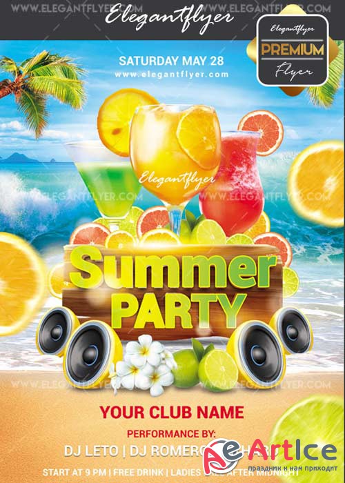 Summer party V44 Flyer PSD Template + Facebook Cover