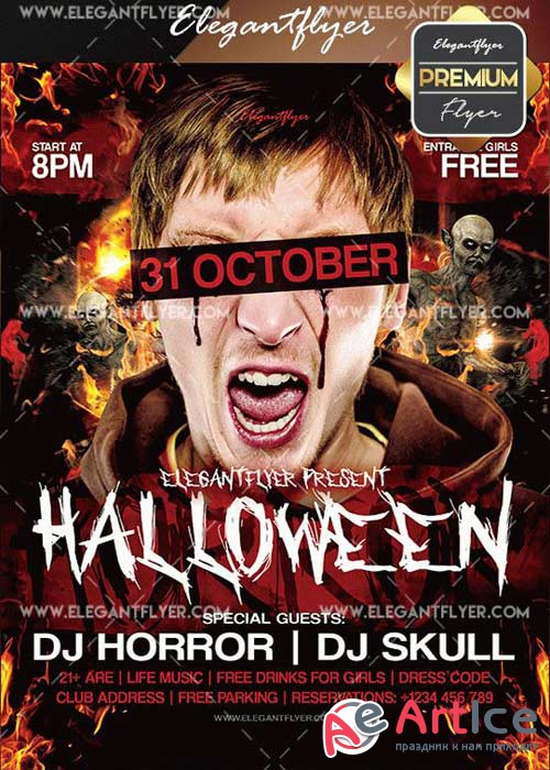 Halloween Horror V5 Flyer PSD Template + Facebook Cover