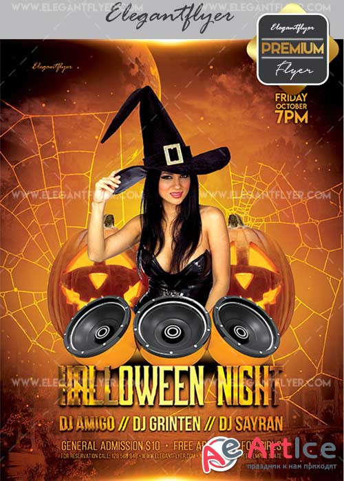 Halloween Night 2017 V03 Flyer PSD Template + Facebook Cover