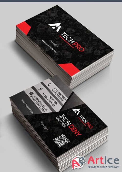 Tech Pro V1 Premium Business Card Templates PSD