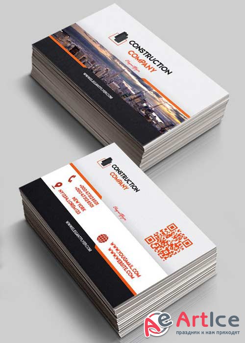 Construction Company V28 Premium Business Card Templates PSD