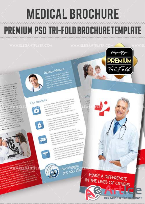 Medical V27 Premium Tri-Fold PSD Brochure Template