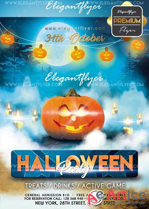 Halloween party 2017 V20 Flyer PSD Template + Facebook Cover