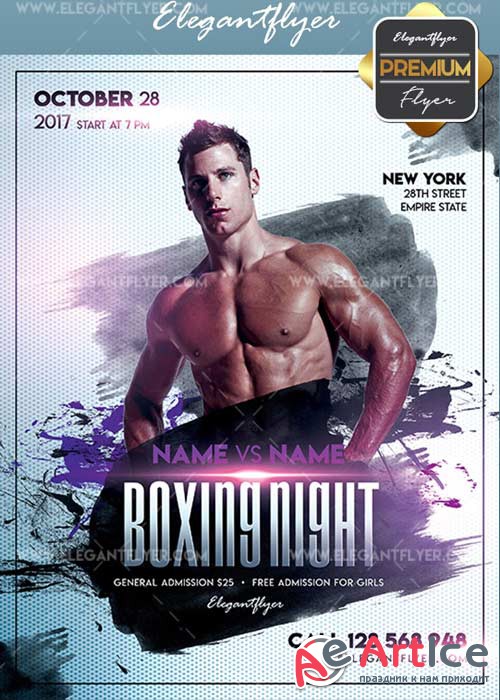 Boxing Night V10 Flyer PSD Template + Facebook Cover