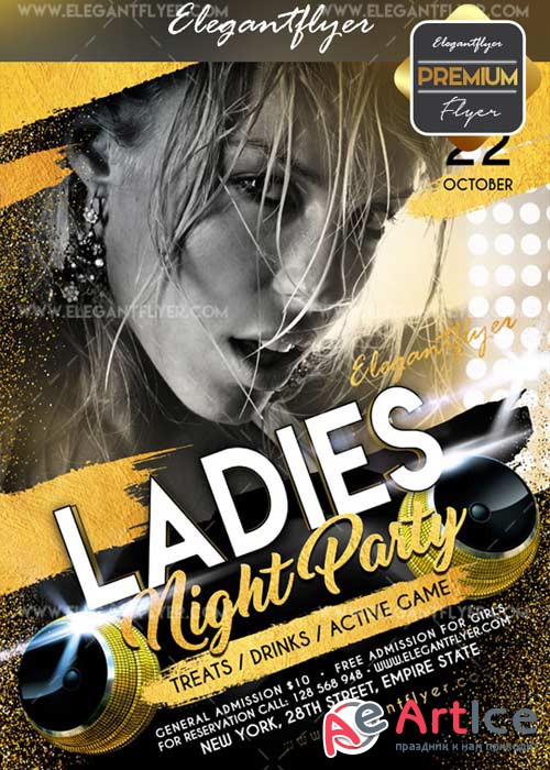 Ladies Night Party 2017 V10 Flyer PSD Template + Facebook Cover