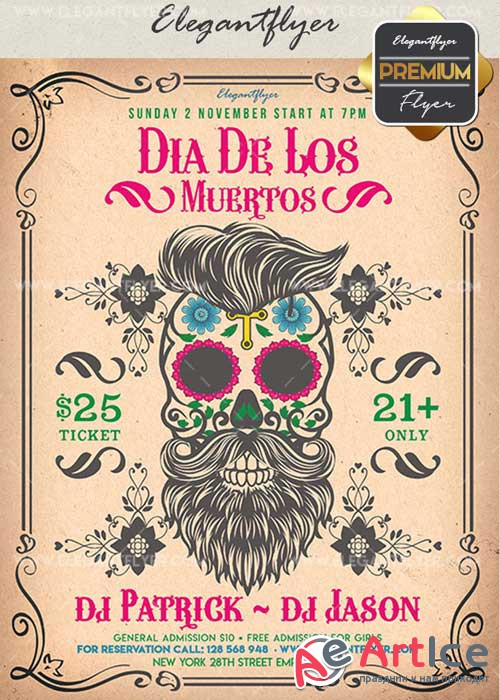 Dia De Los Muertos V17 Flyer PSD Template + Facebook Cover