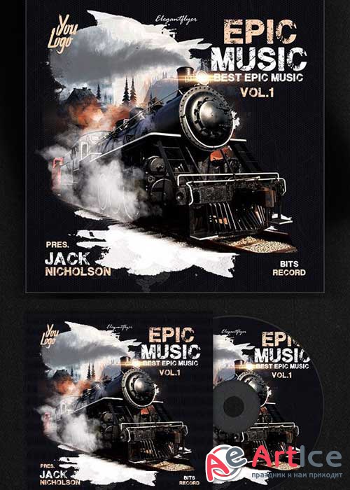 Epic Music V3 Premium CD Cover PSD Template