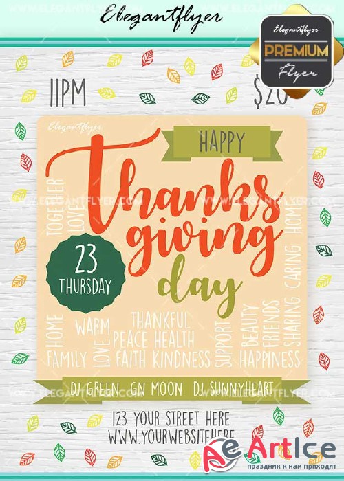 Thanksgiving Day Flyer PSD V21 Template + Facebook Cover