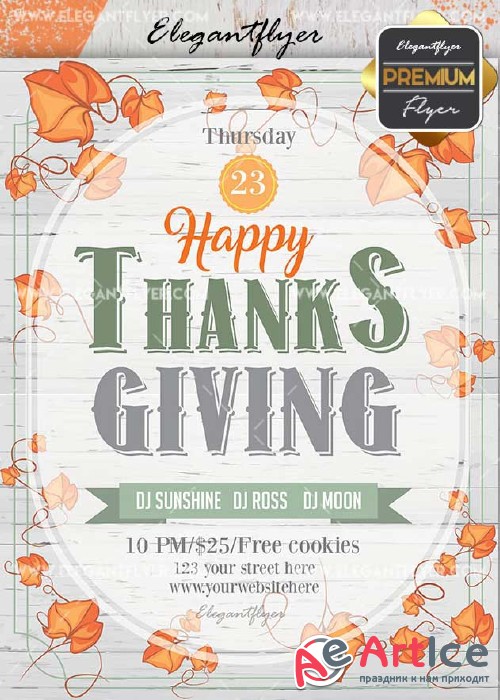 Thanksgiving V20 Flyer PSD Template + Facebook Cover