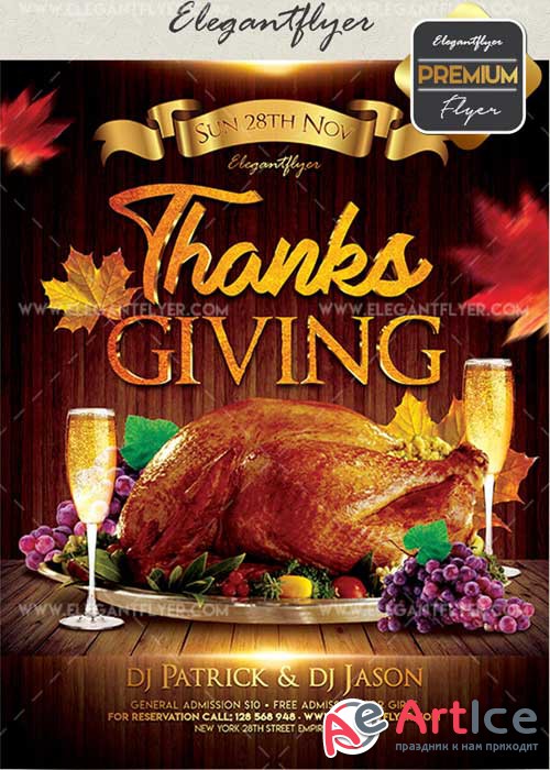 Thanksgiving Day V32 Flyer PSD Template + Facebook Cover