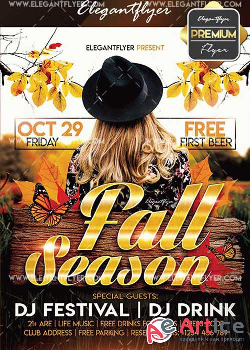 Fall Season V22 Flyer PSD Template + Facebook Cover