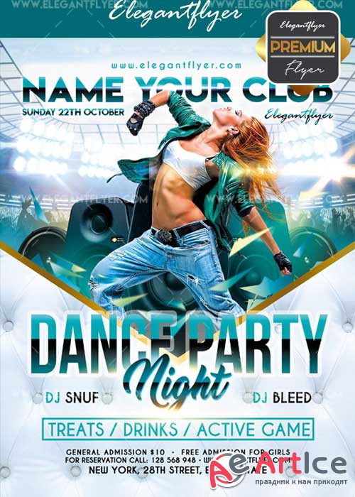 Dance party V48 2017 Flyer PSD Template + Facebook Cover