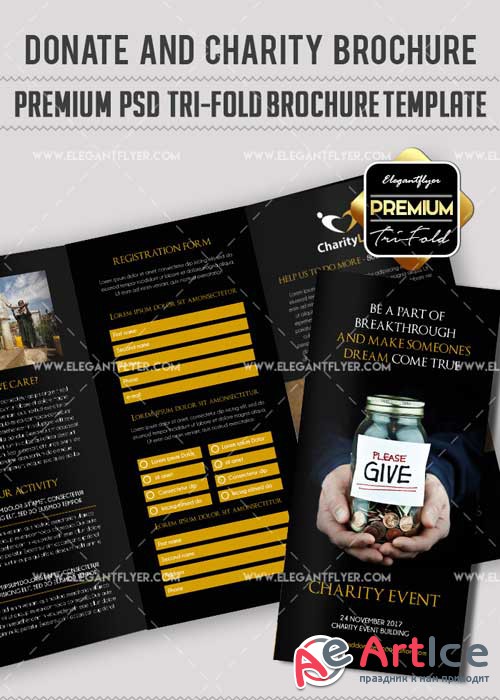 Charity Event V12 Premium Tri-Fold PSD Brochure Template