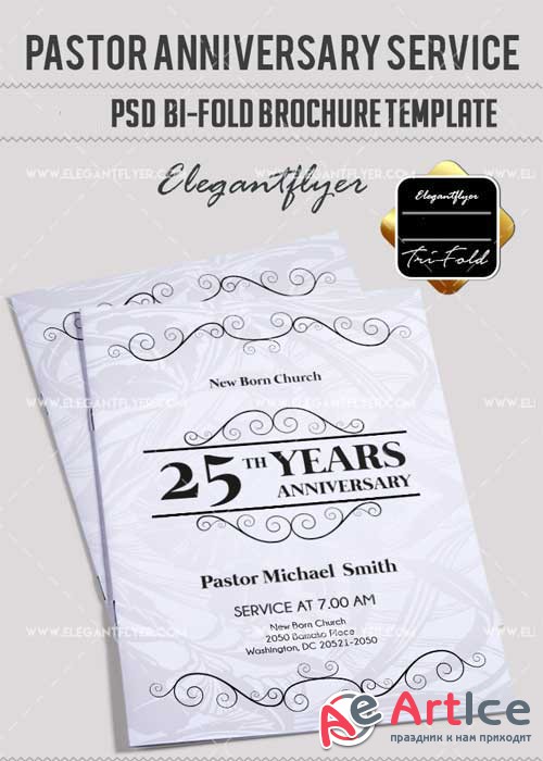 Pastor Anniversary V24 Bi-Fold PSD Brochure Template