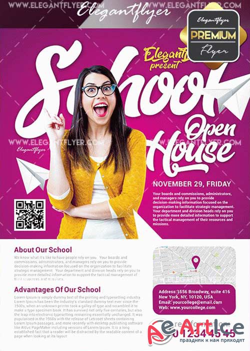 School Open House V2 Flyer PSD Template + Facebook Cover