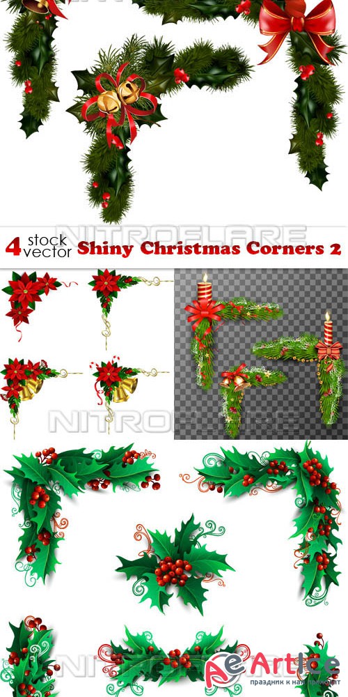 Vectors - Shiny Christmas Corners 2